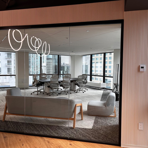 Medium Slats Polystyrene Wood Slat Walls in a office conference room