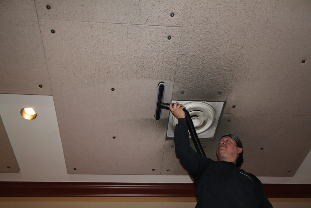 Ceiling tile cleaning