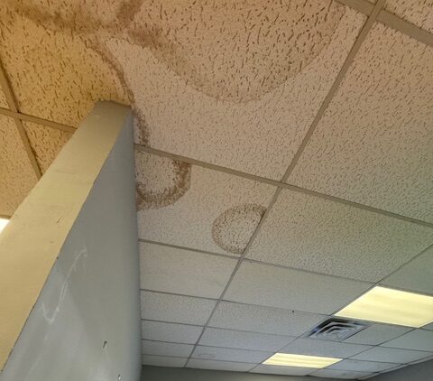 water damage on ceiling tile